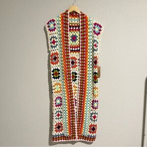 Dreamers by Debut Crochet Granny Square Cardigan Bohemian Size S/M